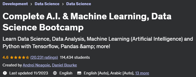 Complete AI & Machine Learning, Data Science Bootcamp