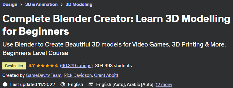 Complete Blender Creator: Learn 3D Modeling for Beginners