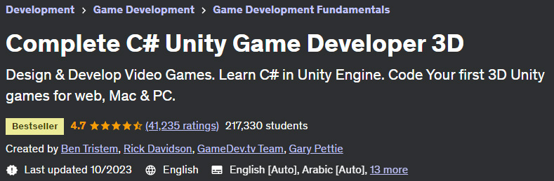 Complete C# Unity Game Developer 3D