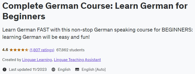 Complete German Course: Learn German for Beginners