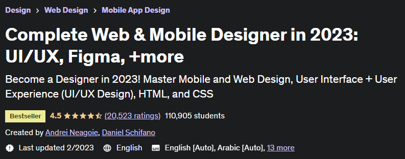 Complete Web & Mobile Designer in 2023 UIUX, Figma, +more