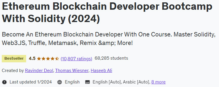 Ethereum Blockchain Developer Bootcamp With Solidity (2024)
