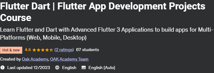 Flutter Dart Flutter App Development Projects Course