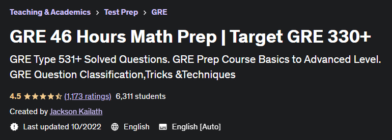 GRE 46 Hours Math Prep |  Target GRE 330+