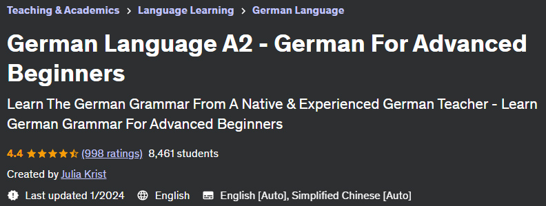 German Language A2 - German For Advanced Beginners