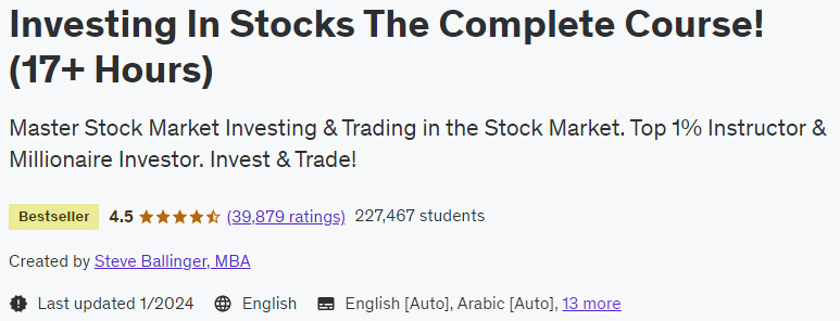 Investing In Stocks The Complete Course!  (17+ Hours)