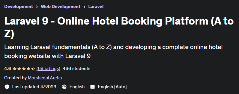 Laravel 9 - Online Hotel Booking Platform (A to Z)