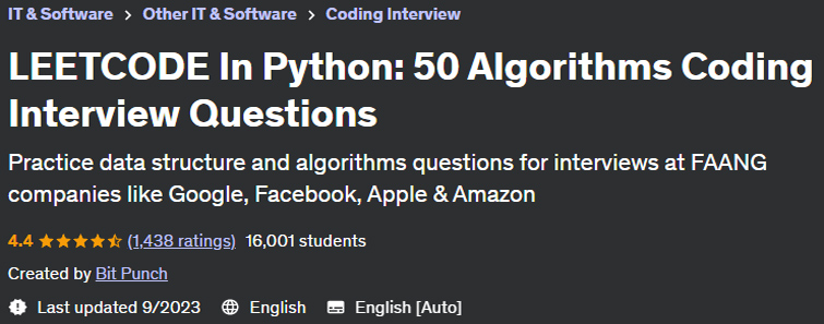 LeetCode In Python: 50 Coding Algorithms Interview Questions