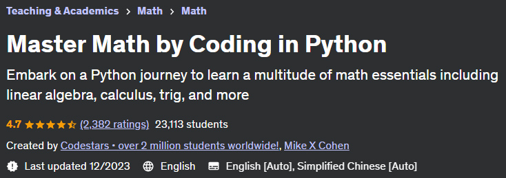 Master Math by Coding in Python