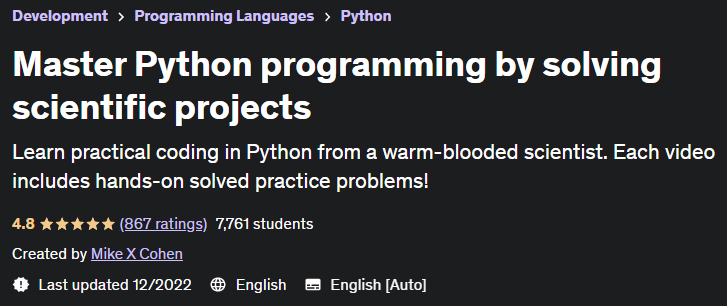 Master Python programming by solving scientific projects