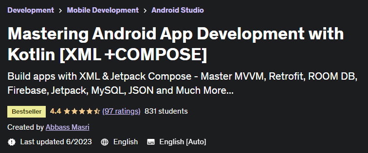 Mastering Android App Development with Kotlin (XML + COMPOSE)