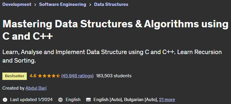 Mastering Data Structures & Algorithms using C and C++