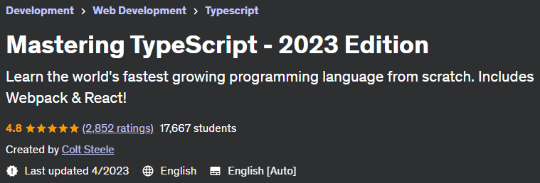 Mastering TypeScript - 2023 Edition