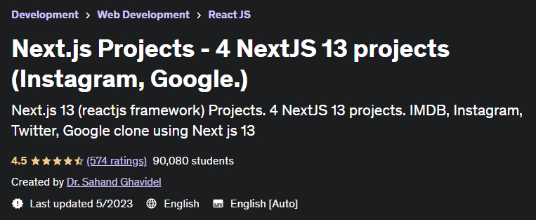 Next.js Projects - 4 NextJS 13 projects (Instagram, Google.)