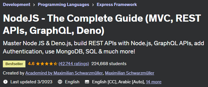 NodeJS - The Complete Guide (MVC, REST APIs, GraphQL, Deno)