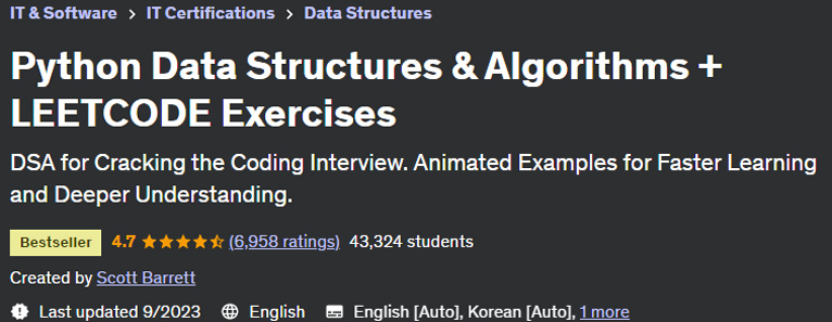 Python Data Structures & Algorithms + LEETCODE Exercises