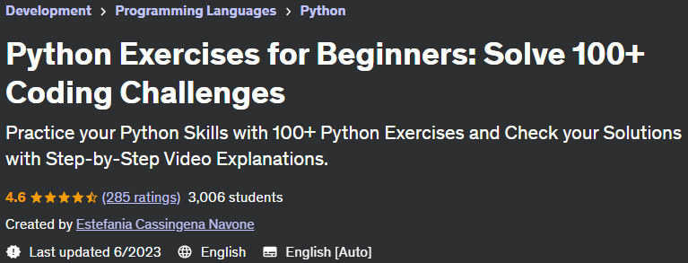 Python Exercises for Beginners: Solve 100+ Coding Challenges