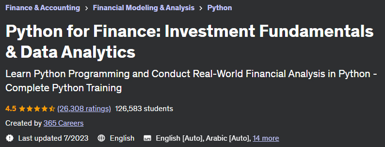 Python for Finance: Investment Fundamentals & Data Analytics