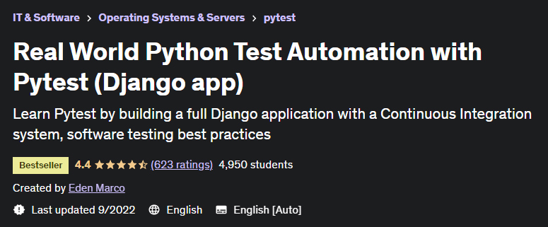 Real World Python Test Automation with Pytest (Django app)