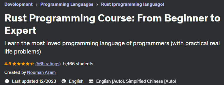 Rust Programming Course: From Beginner to Expert