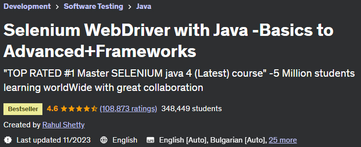 Selenium WebDriver with Java - Basics to Advanced + Frameworks