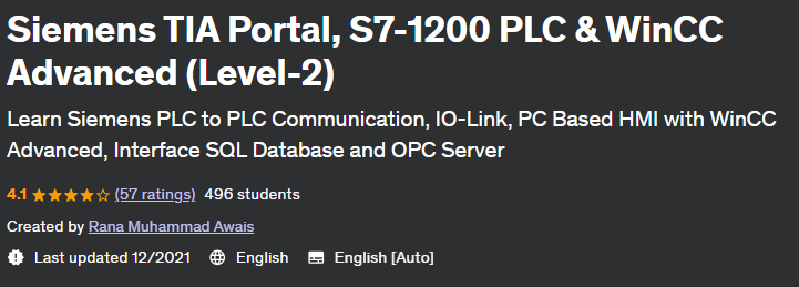 Siemens TIA Portal, S7-1200 PLC & WinCC Advanced (Level-2)