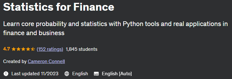 Statistics for Finance