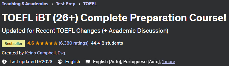 TOEFL iBT (26+) Complete Preparation Course!