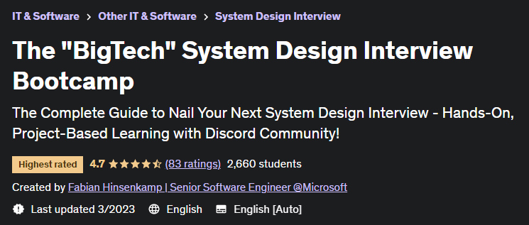 The "BigTech" System Design Interview Bootcamp