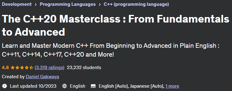 The C++20 Masterclass: From Fundamentals to Advanced