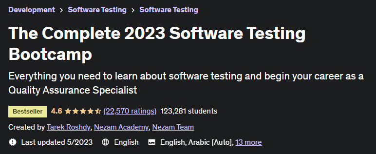 The Complete 2023 Software Testing Bootcamp