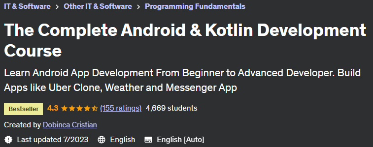 The Complete Android & Kotlin Development Course