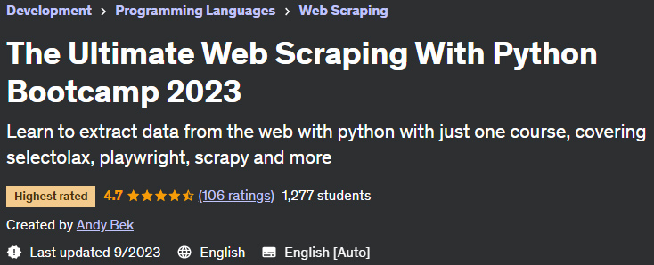 The Ultimate Web Scraping With Python Bootcamp 2023