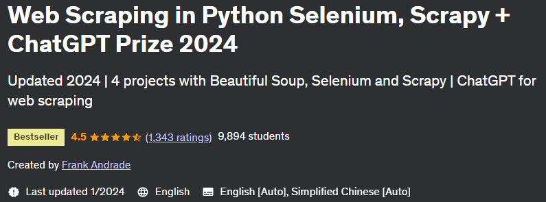 Web Scraping in Python Selenium, Scrapy + ChatGPT Prize 2024