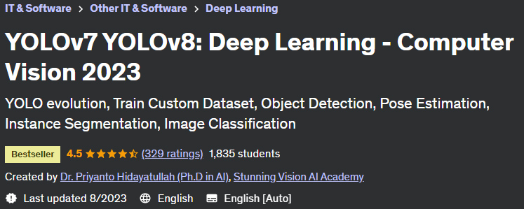 YOLOv7 YOLOv8: Deep Learning - Computer Vision 2023