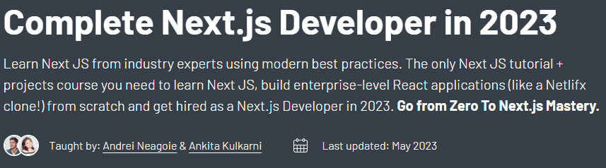 Complete Next.js Developer in 2023