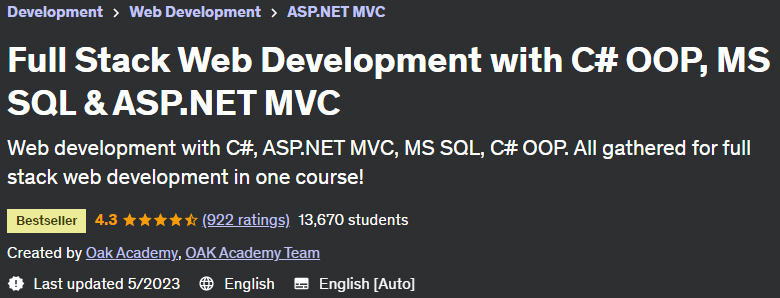 Full Stack Web Development with C# OOP, MS SQL & ASP.NET MVC