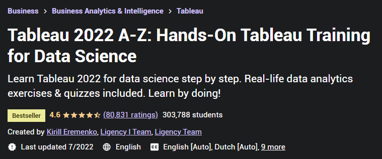 Tableau 2022 AZ: Hands-On Tableau Training For Data Science