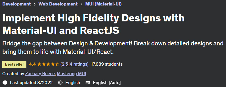 Implement High Fidelity Designs with Material-UI and ReactJS