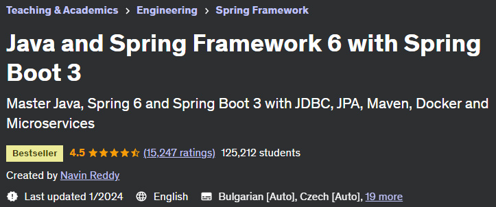 Java and Spring Framework 6 with Spring Boot 3