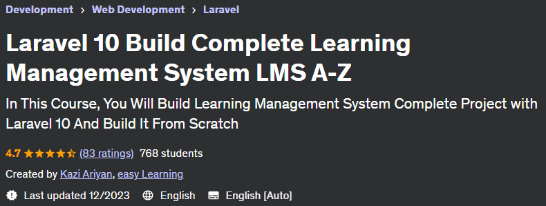 Laravel 10 Build Complete Learning Management System LMS AZ