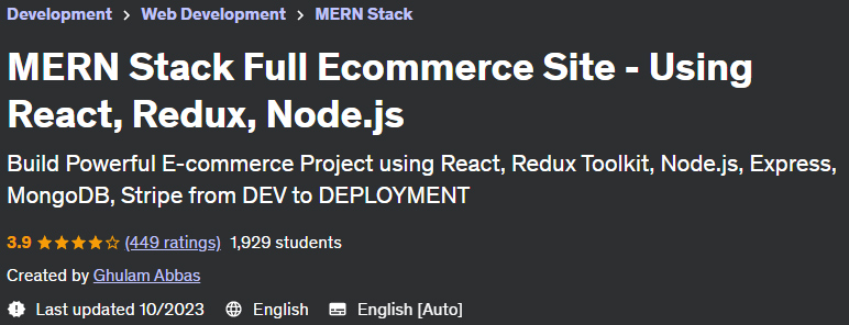 MERN Stack Full Ecommerce Site - Using React, Redux, Node.js