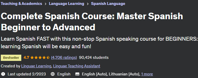 Complete Spanish Course: Master Spanish Beginner to Advanced