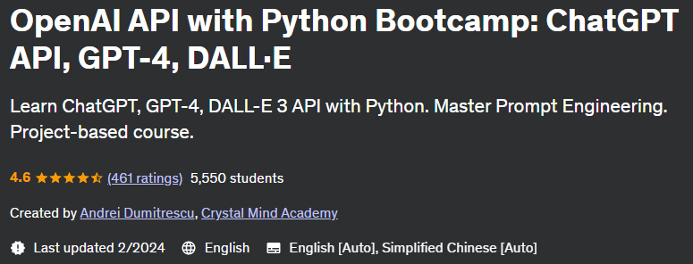 OpenAI API with Python Bootcamp: ChatGPT API, GPT-4, DALL·E