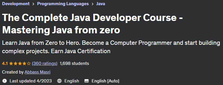 The Complete Java Developer Course - Mastering Java from zero