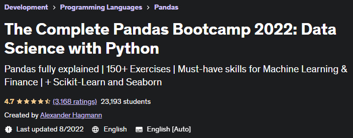 The Complete Pandas Bootcamp 2022 Data Science with Python