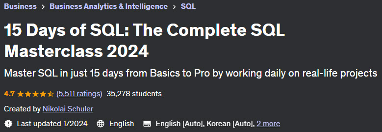 15 Days of SQL The Complete SQL Masterclass 2024