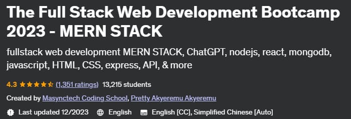 The Full Stack Web Development Bootcamp 2023 - MERN STACK