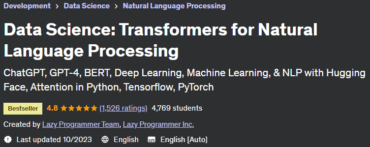 Data Science: Transformers for Natural Language Processing